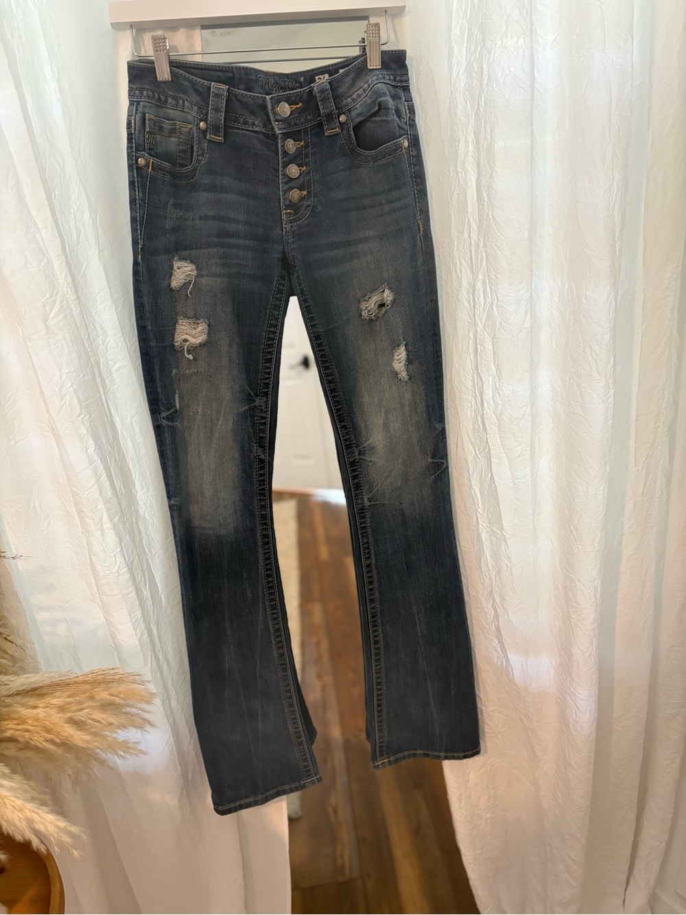 Miss Me Dark Blue Distressed Boot Cut Jeans
